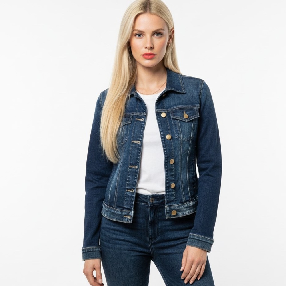 GUESS DENIM JACKET BLUE TRUCKER STYLE XS WOMENS